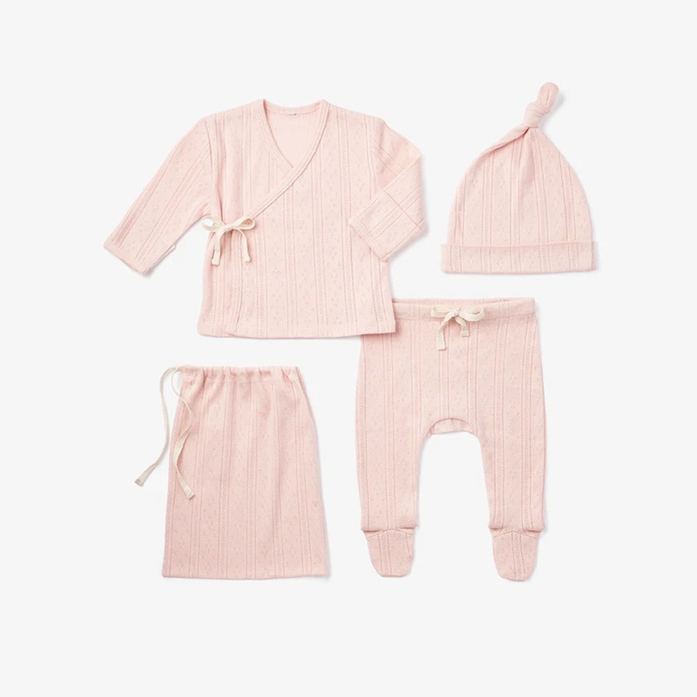 EUC PALE PINK POINTELLE NEWBORN LAYETTE SET